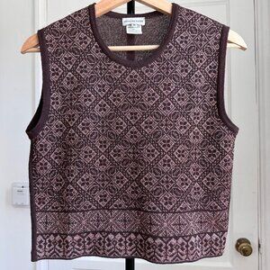 VTG Dries Van Noten Women's Sweater Vest Wool Blend Sparkly Stretch, Size M